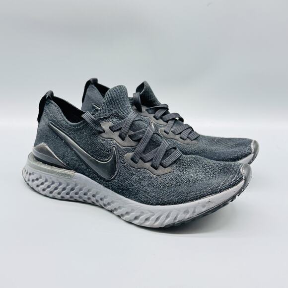 Nike Shoes Womens 6.5 Black Gray Epic React Flyknit 2 Running Athletic Sneakers - Picture 2 of 10